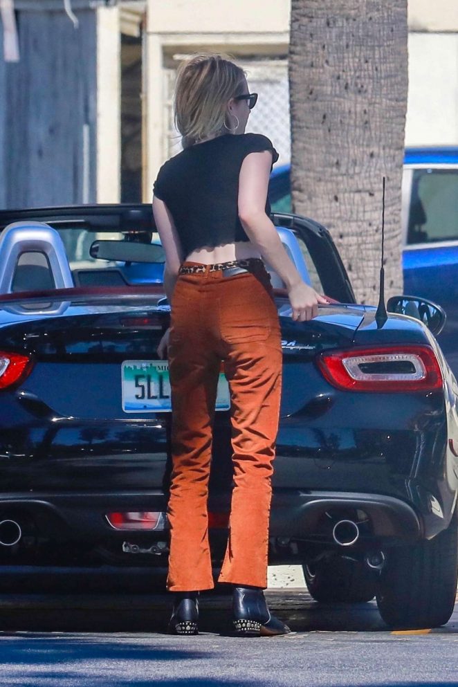 Emma Roberts in Orange Pants - Out in Los Angeles