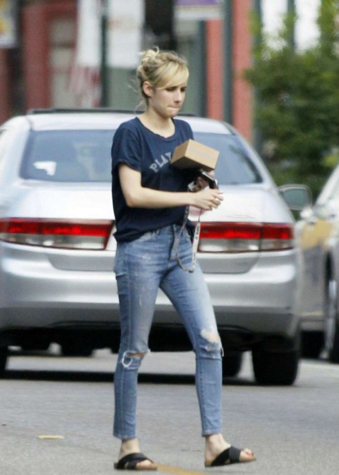 Emma Roberts in Ripped Jeans Out in New Orleans