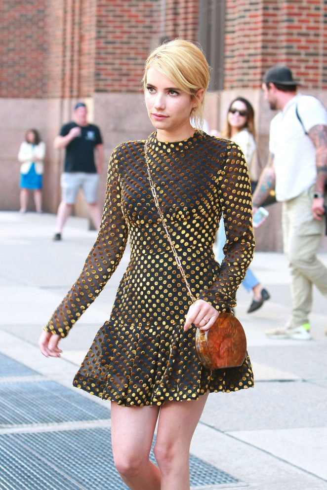 Emma Roberts in Short Dress Out in New York City