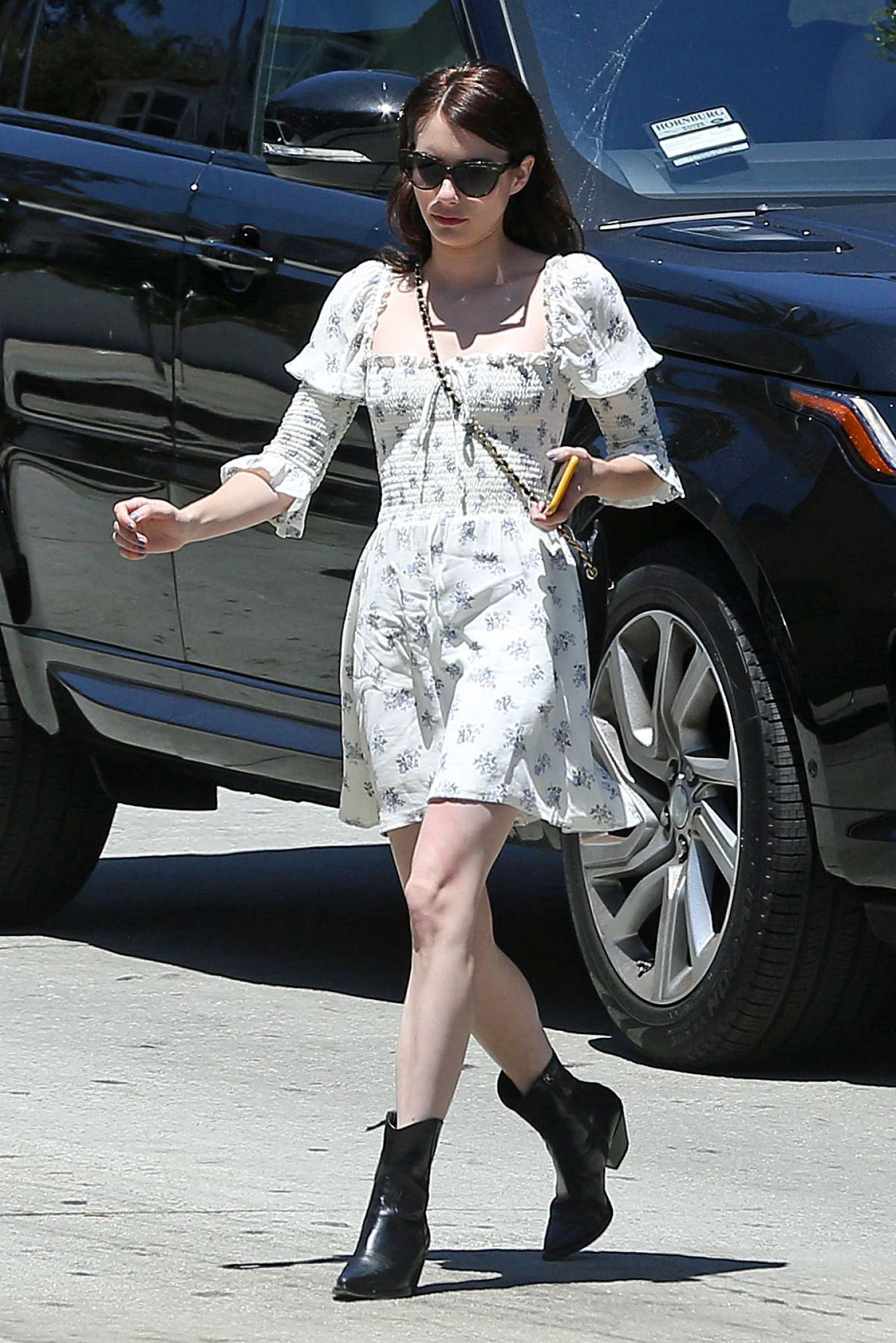 Emma Roberts in Summer Mini Dress â€“ Out in Los Angeles