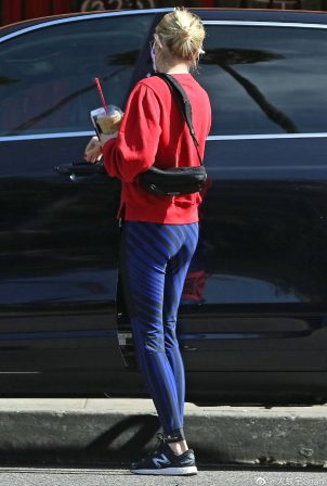 Emma Roberts in Tights at gas station & gym in West Hollywood