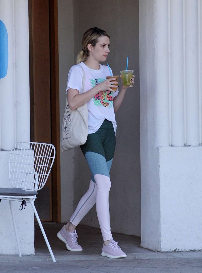 Emma Roberts - Leaves Blue Bottle Coffee in Los Angeles