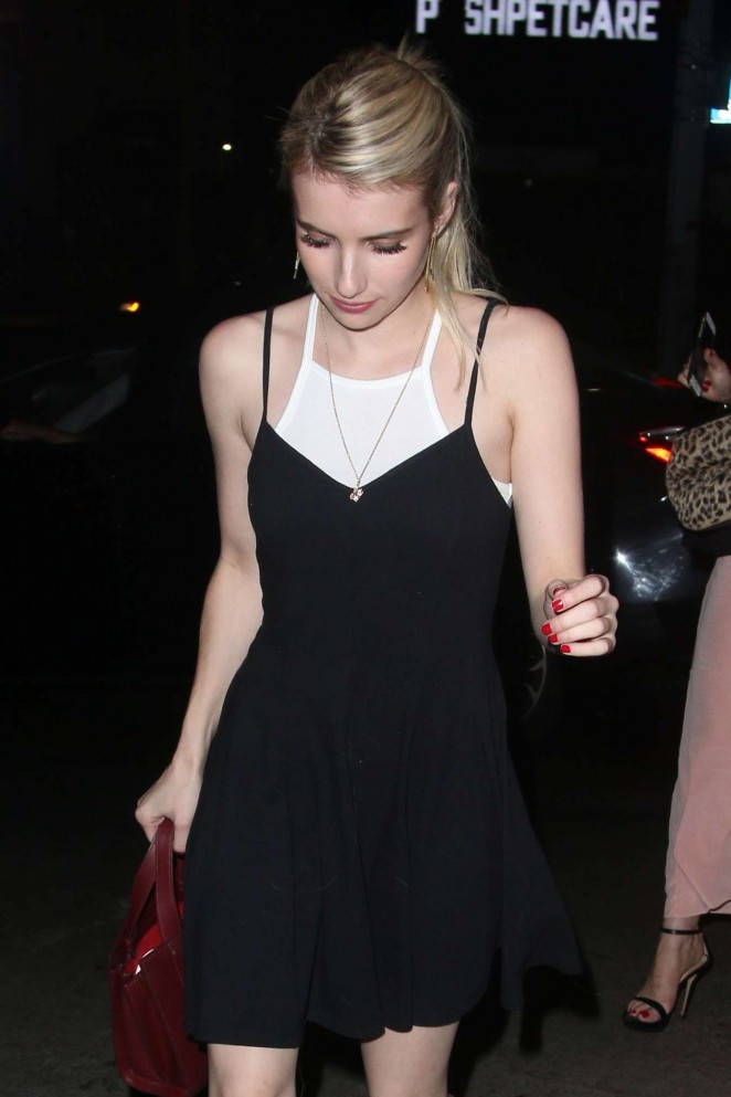 Emma Roberts in Black Mini Dress out in LA