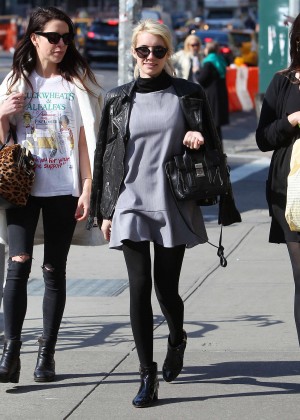 Emma Roberts in Mini Dress Out in NYC