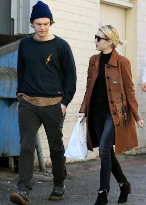 Emma Roberts With Evan Peters at Porto Villa in Beverly Hills