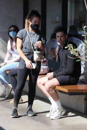 Emma Slater and Brittany Cherry - Spotted at Alfred's coffee in West Hollywood