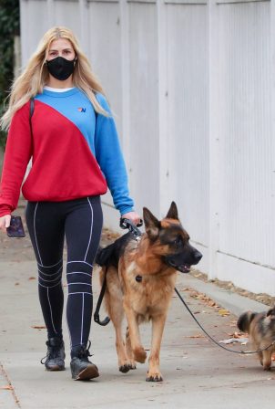 Emma Slater - Out for a walk with her german shepherd in Los Angeles