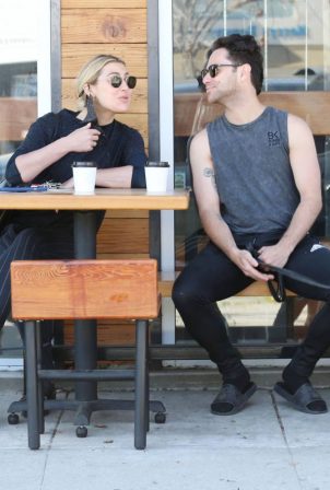 Emma Slater - With her husband Sasha Farber having coffee at Joint in Los Angeles