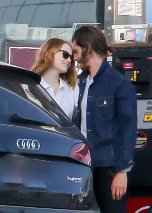Emma Stone at a gas station in Santa Monica