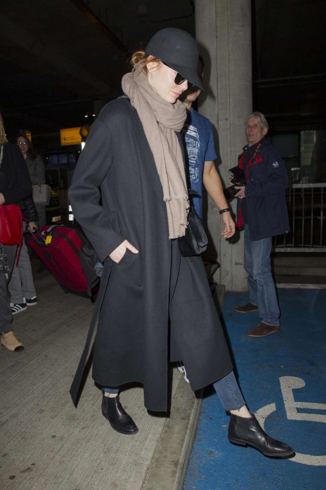 Emma Stone at Heathrow Airport in London