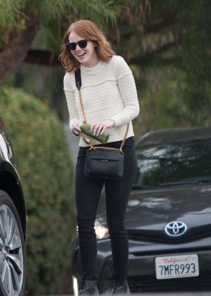 Emma Stone in Black Jeans Out in LA