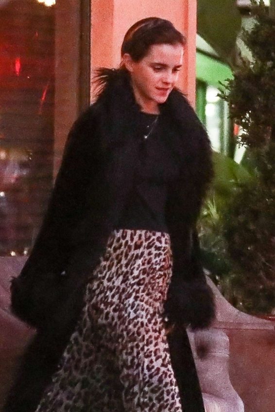 Emma Watson in Animal Print Skirt - Out in Santa Monica