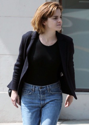 Emma Watson in Jeans at Face Place Beauty Salon in Hollywood