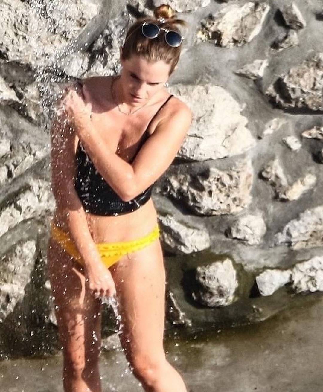 Emma Watson 2020 : Emma Watson – In yellow bikini on holiday in Italy -07