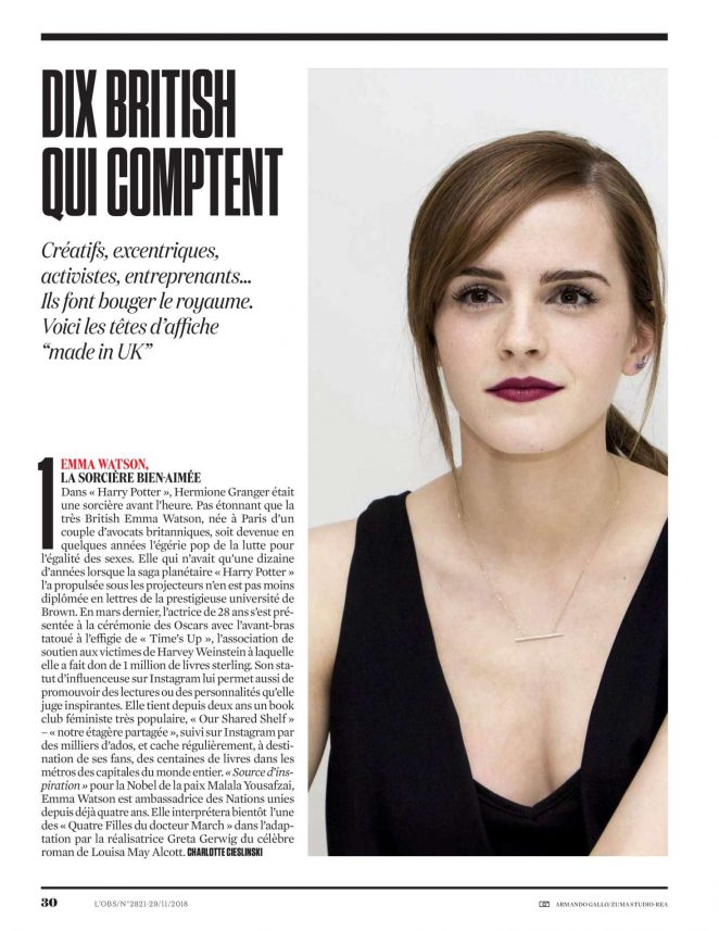 Emma Watson - L’Obs Magazine (November 2018)