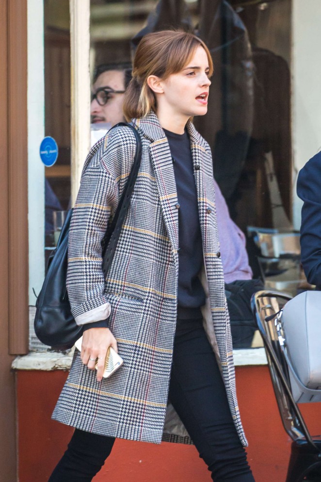 Emma Watson Leaving Restaurant in New York