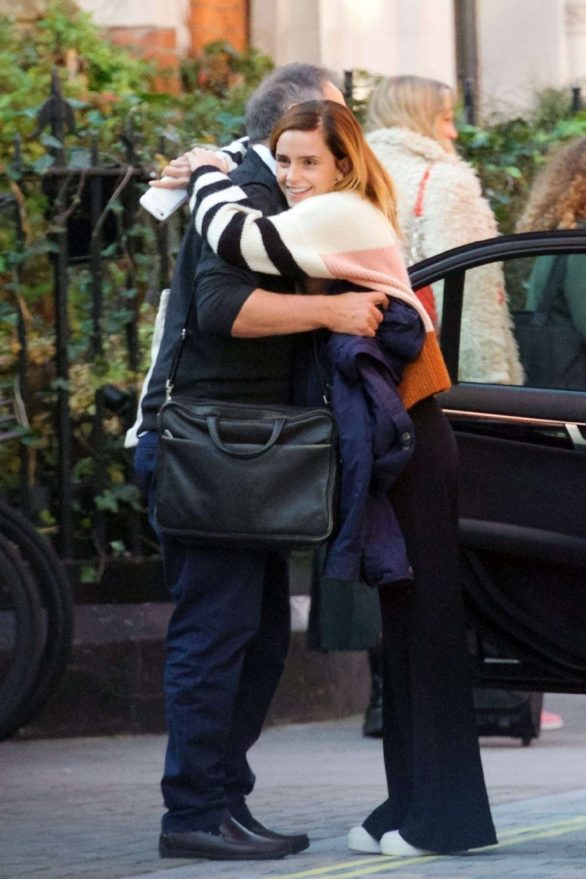 Emma Watson - Shares a sweet hug goodbye with her dad Chris in London
