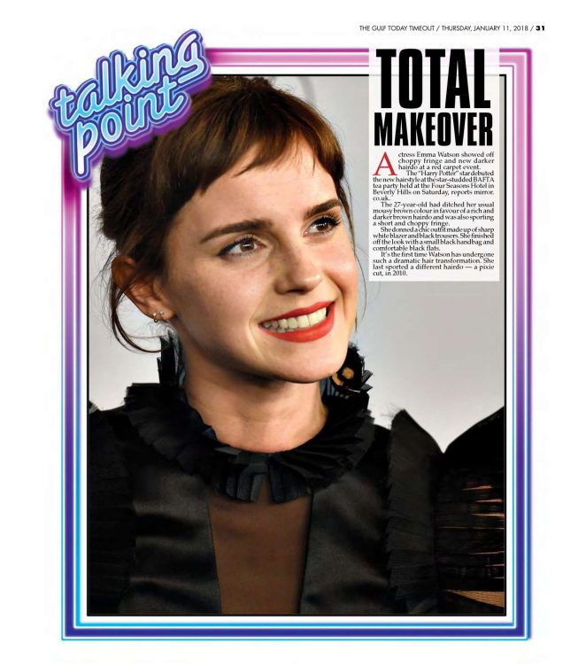 Emma Watson - Time Out Magazine (January 2018)