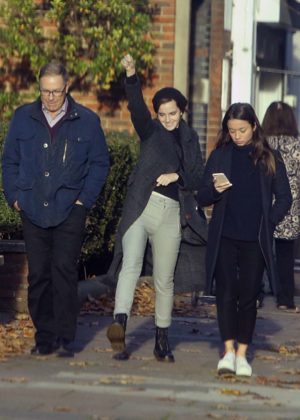 Emma Watson with friends out in North London