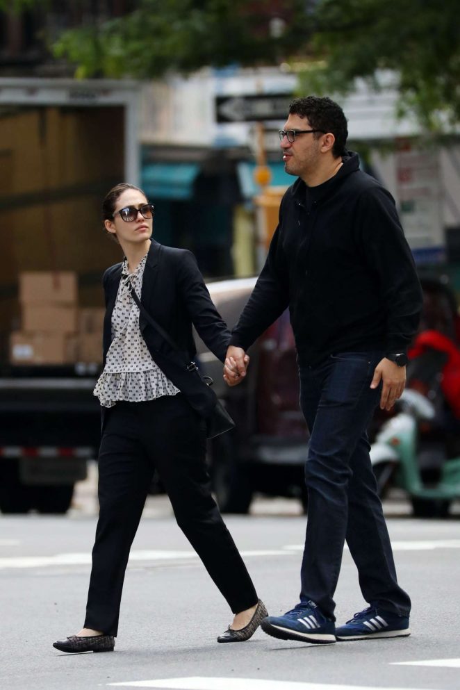 Emmy Rossum and fiance Sam Esmail out in New York City