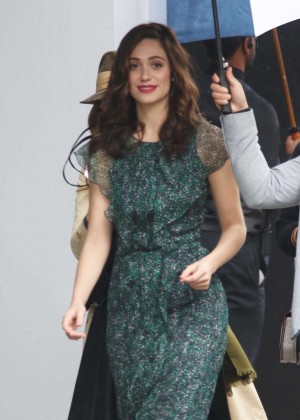 Emmy Rossum in Green Dress Out in West Hollywood