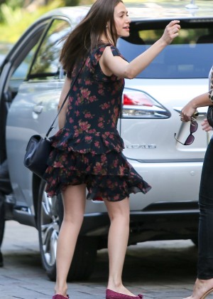 Emmy Rossum in Mini Dress Out in Beverly Hills