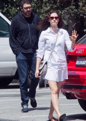 Emmy Rossum in White Mini Dress out in Los Angeles