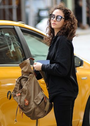 Emmy Rossum Leaving a Cab in New York