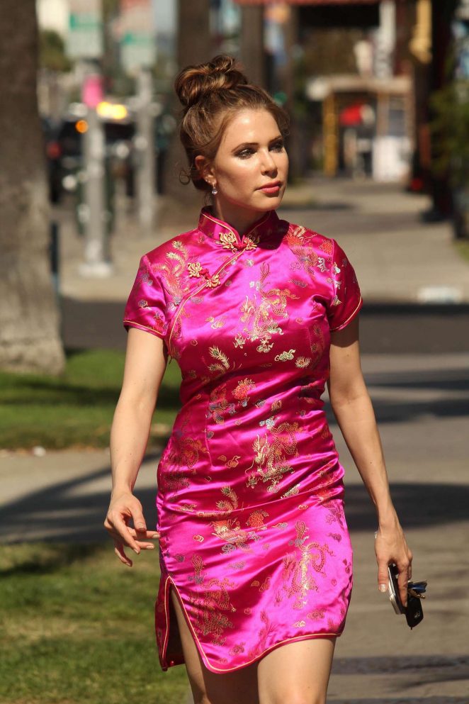 Erika Jordan in Pink Dress out in Los Angeles