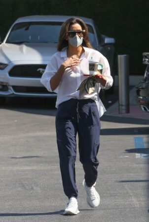 Eva Longoria - In a navy blue pants while out for Starbucks in Los Angeles