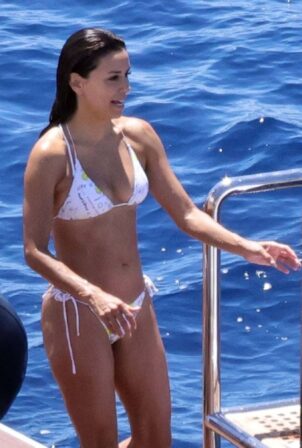 Eva Longoria - In a white bikini on holiday in Capri