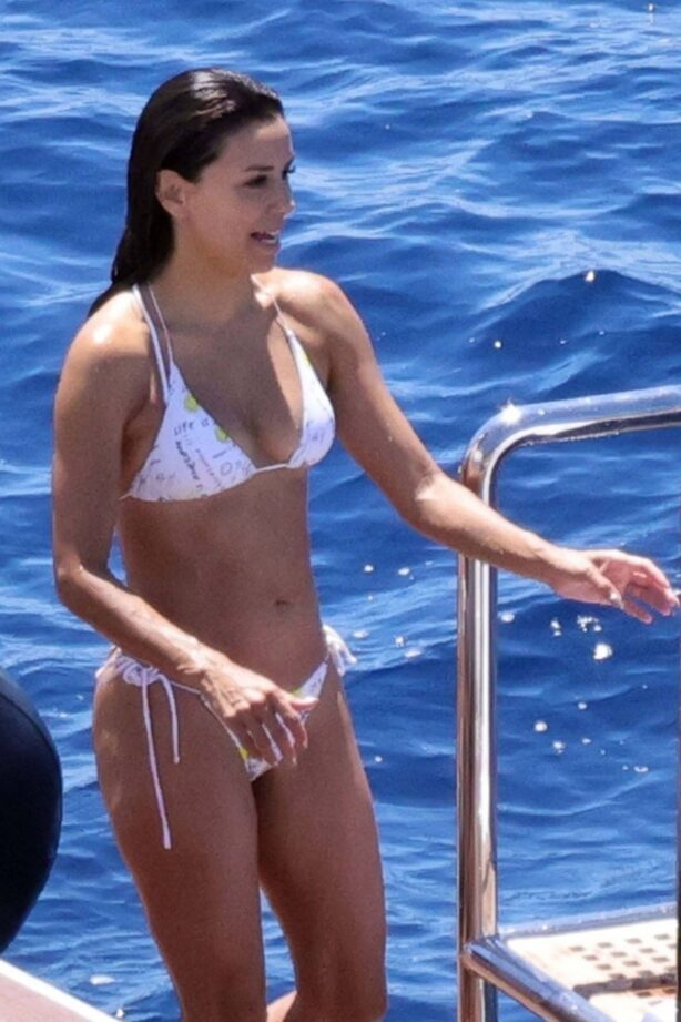 Eva Longoria - In a white bikini on holiday in Capri