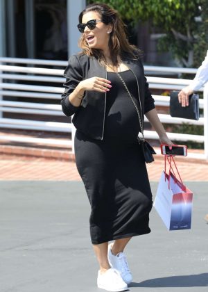 Eva Longoria in Tight Black Dress - Shopping in Santa Monica