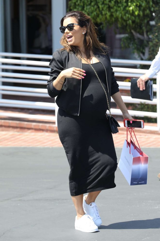 Eva Longoria in Tight Black Dress - Shopping in Santa Monica