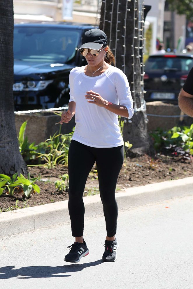 Eva Longoria in Tights jogging in Cannes