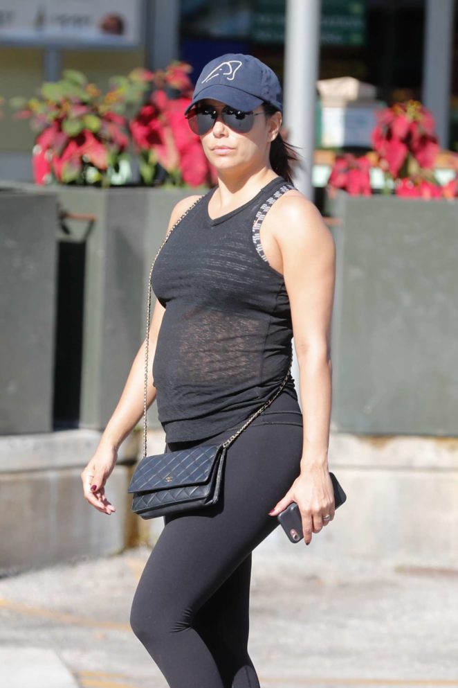 Eva Longoria in Tights - Shopping at Whole Foods in Miami Beach