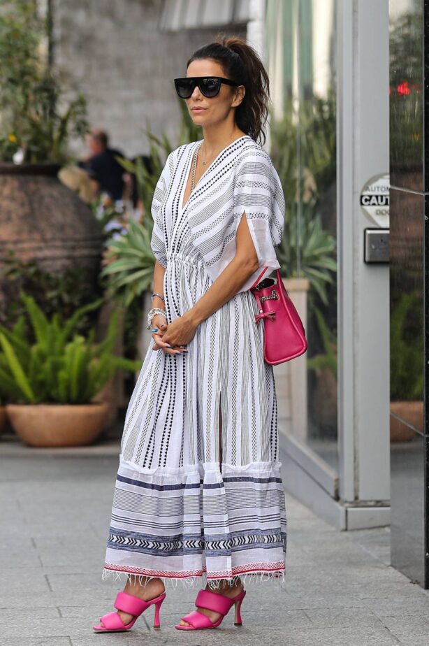 Eva Longoria - In white dress out in Beverly Hills