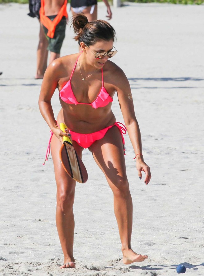 Eva Longoria in Pink Bikini in Miami