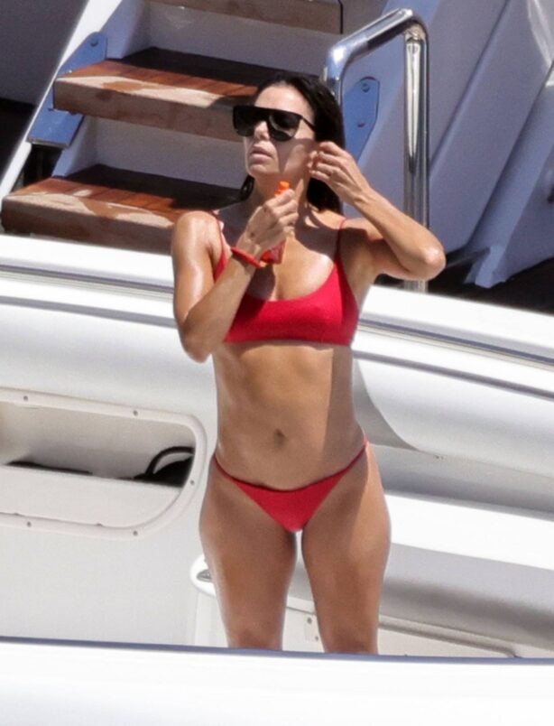 Eva Longoria - Seen in red bikini on holiday in Capri