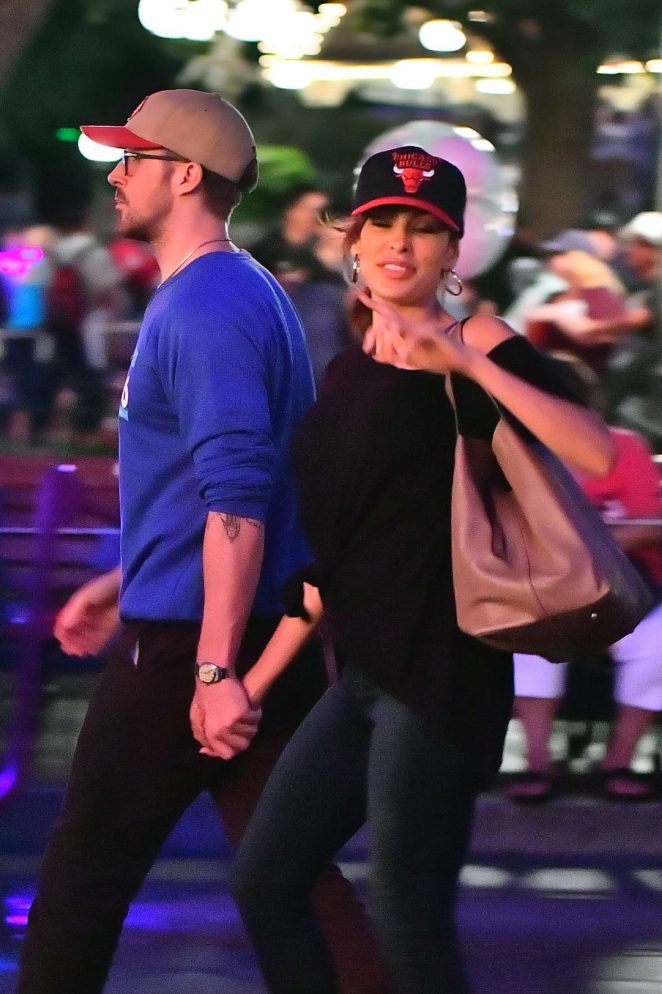 Eva Mendes and Ryan Gosling have a date night at Disneyland