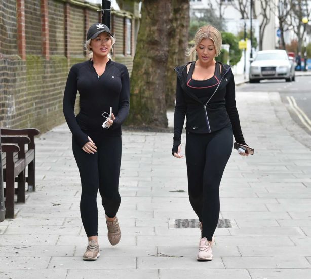 Eve Gale and Jess Gale in Tights - Walking to there local shops in London