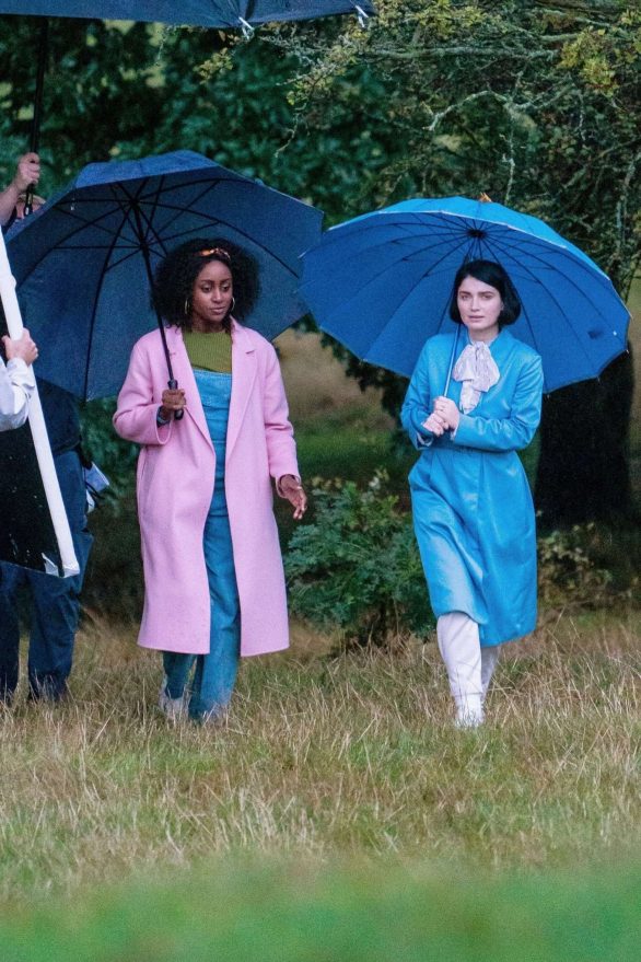 Eve Hewson and actress Simona Brown - On set of a new Netflix show 'Behind Her Eyes' in London