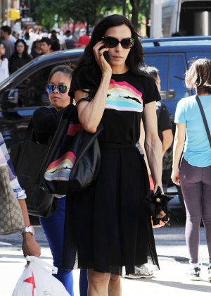 Famke Janssen in Black Skirt out in New York