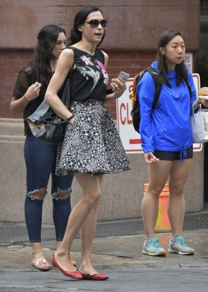 Famke Janssen in Mini Skirt out in New York City