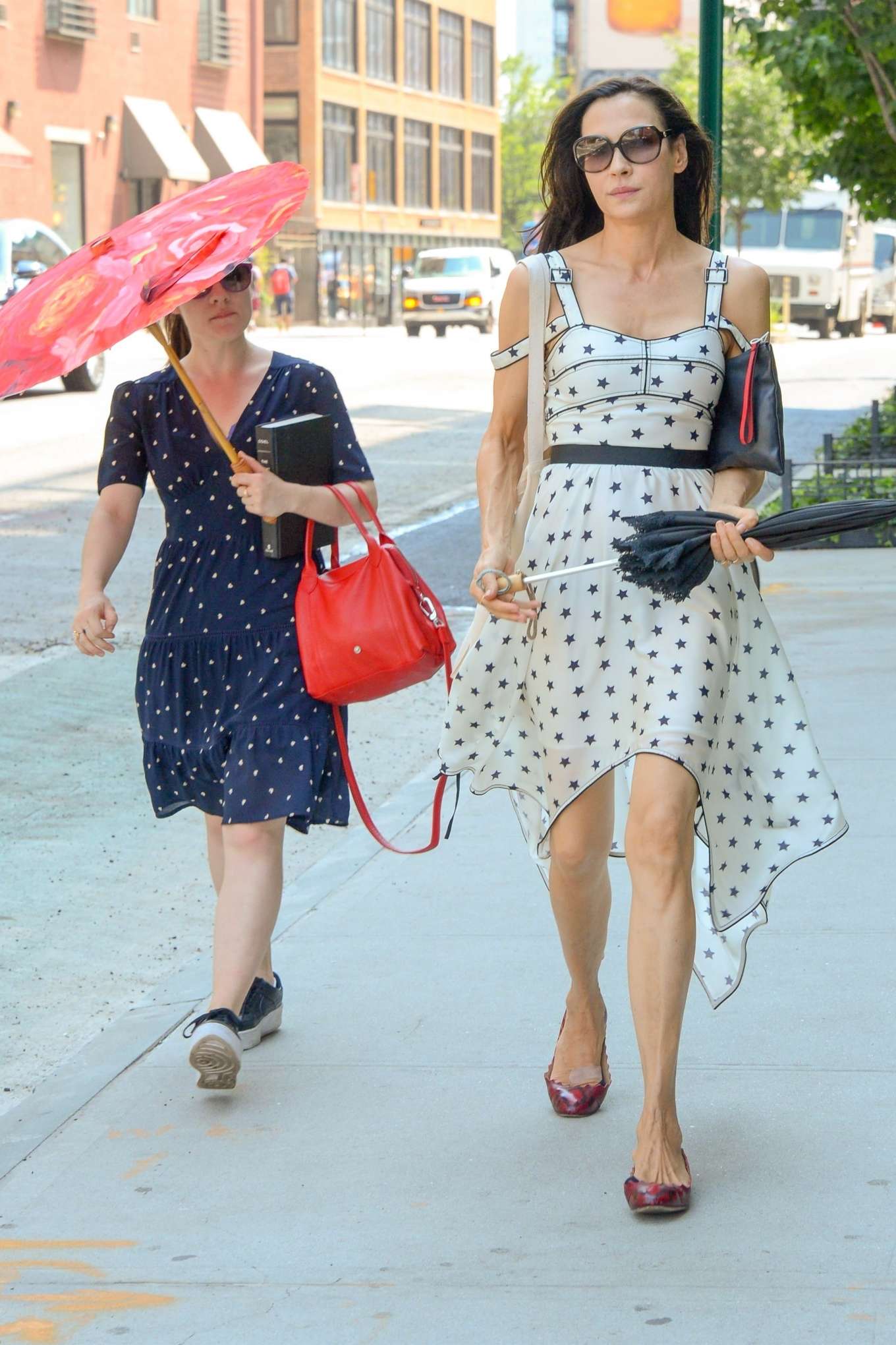 Famke Janssen in Summer Dress â€“ Out in New York