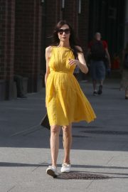 Famke Janssen in Yellow Dress - Out in New York