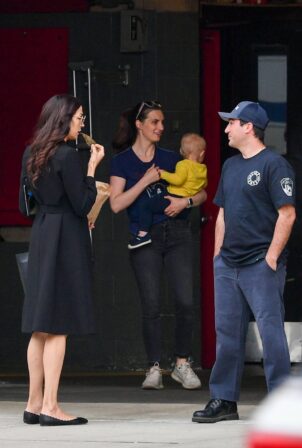 Famke Janssen - Spotted while speaking to her local firemen in New York
