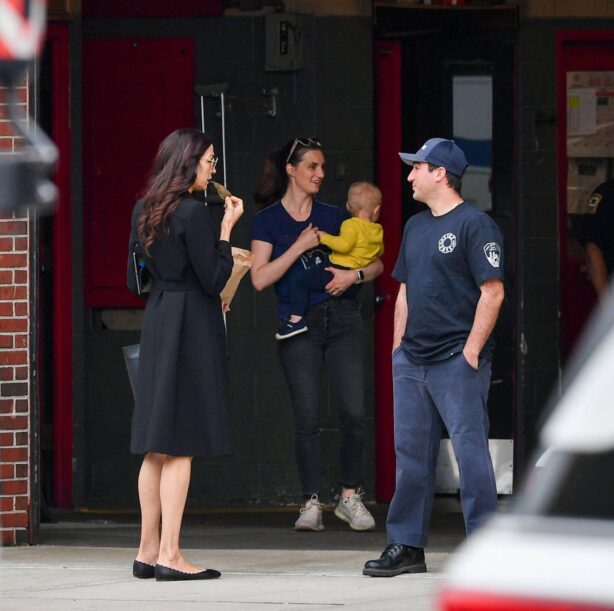 Famke Janssen - Spotted while speaking to her local firemen in New York