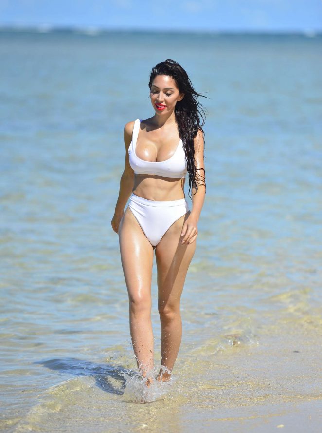 Farrah Abraham in White Bikini on the beach in Fiji