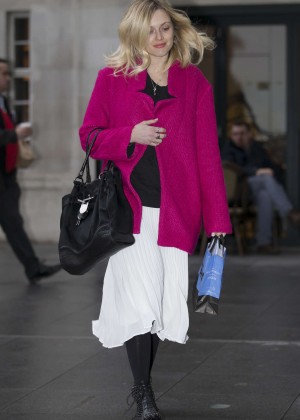 Fearne Cotton in White Skirt at BBC Radio 1 studios in London